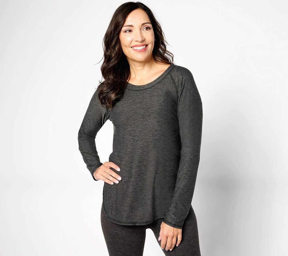 Barefoot Dreams Malibu Collection Butterchic Knit Long Top Hthr Carbon,M A619899